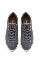 Erkek Gri Bağcıklı Süet Deri Sneaker | Derimod