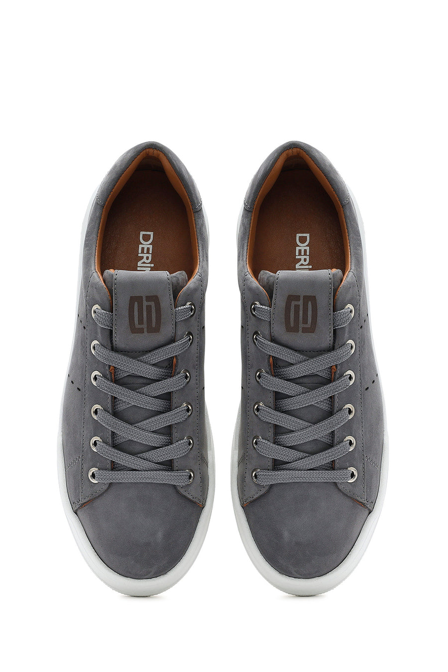 Men's Gray Lace-Up Suede Leather Sneaker