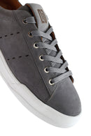 Erkek Gri Bağcıklı Süet Deri Sneaker | Derimod