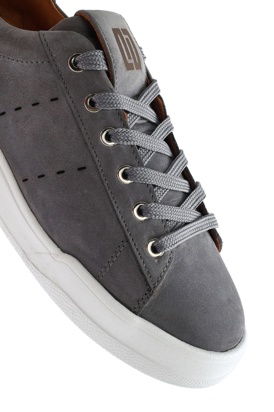 Men's Gray Lace-Up Suede Leather Sneaker