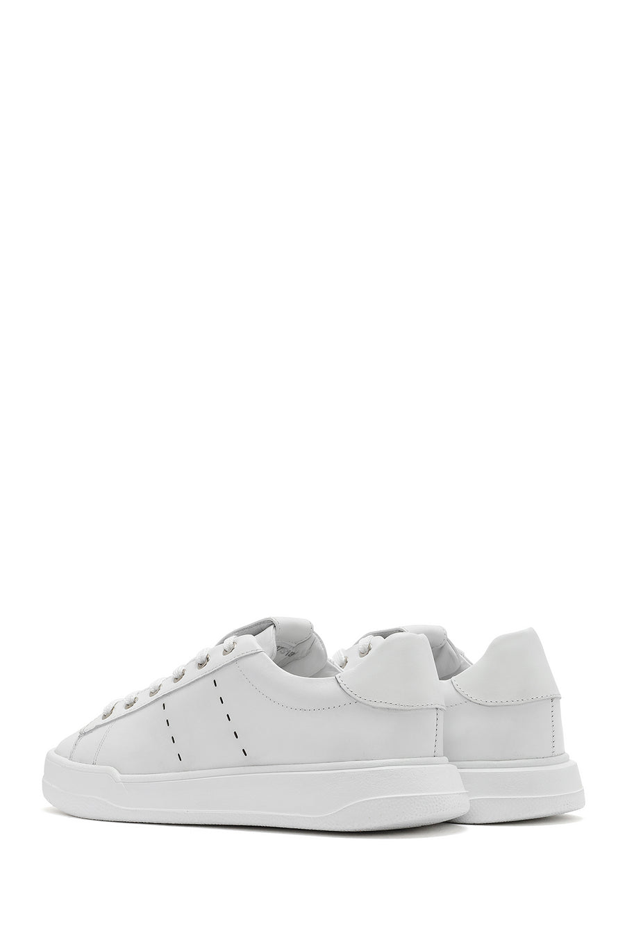 Men's White Lace-up Leather Sneaker