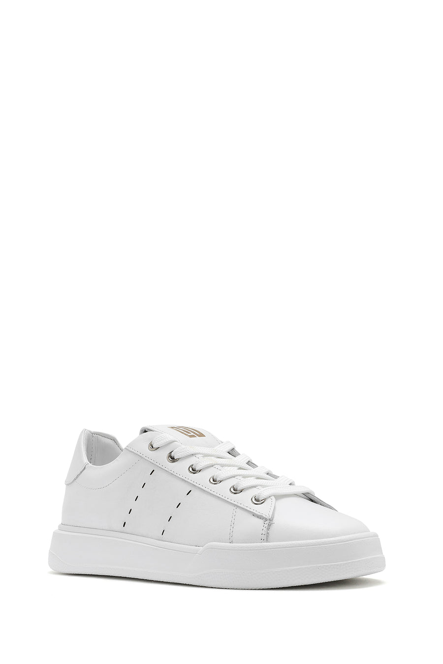 Men's White Lace-up Leather Sneaker