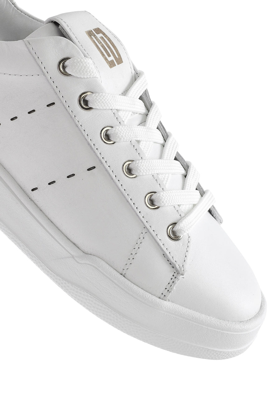 Men's White Lace-up Leather Sneaker