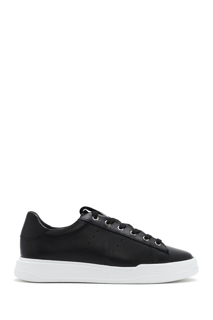 Erkek Siyah Bağcıklı Deri Sneaker 25SFD707518 | Derimod