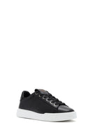 Erkek Siyah Bağcıklı Deri Sneaker | Derimod