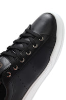 Erkek Siyah Bağcıklı Deri Sneaker | Derimod
