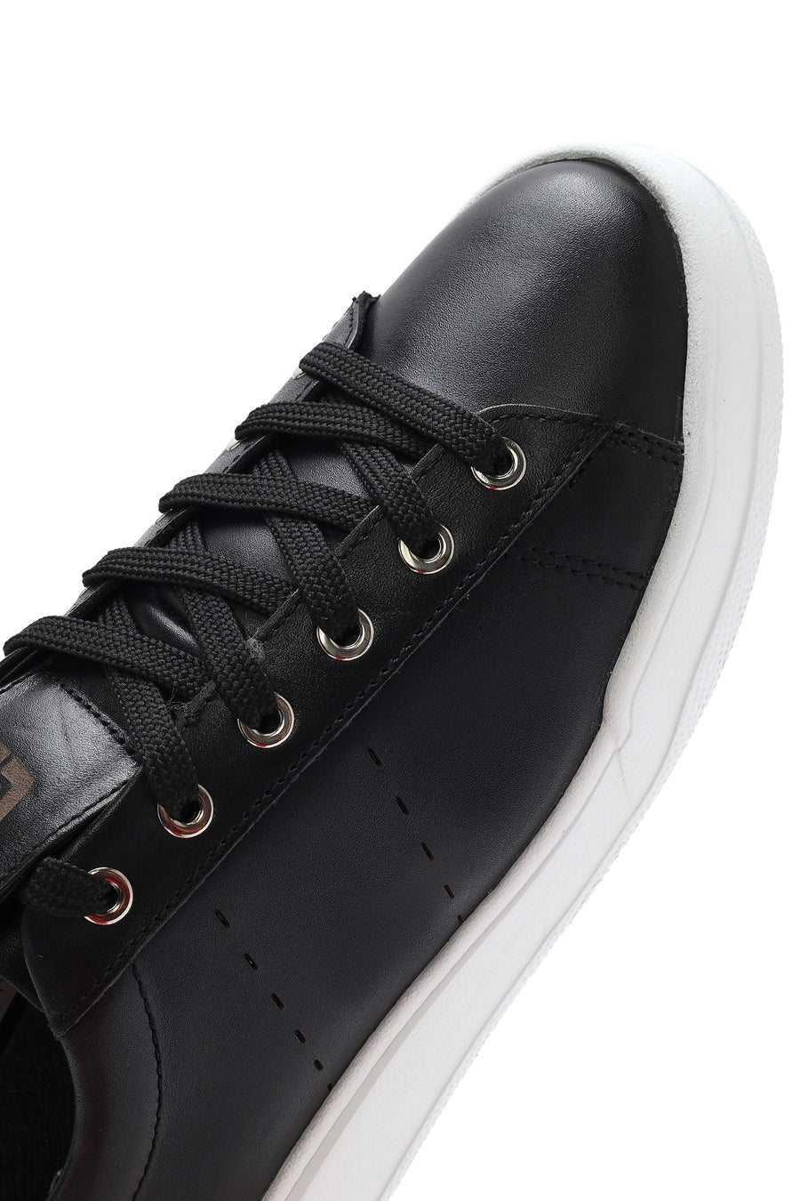 Erkek Siyah Bağcıklı Deri Sneaker