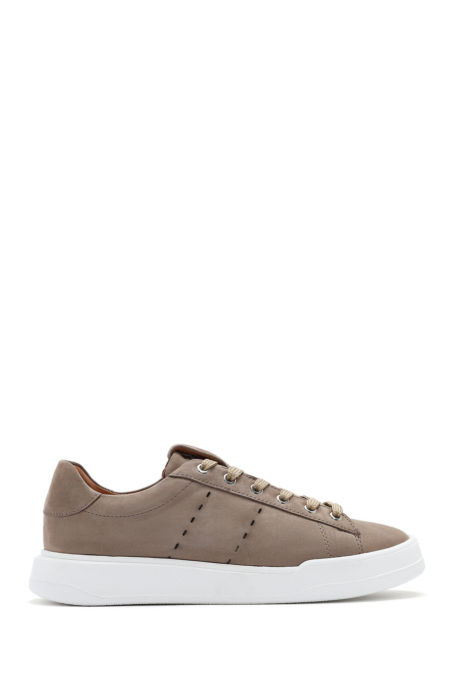 Erkek Vizon Bağcıklı Nubuk Deri Sneaker 25SFD7075V3 | Derimod