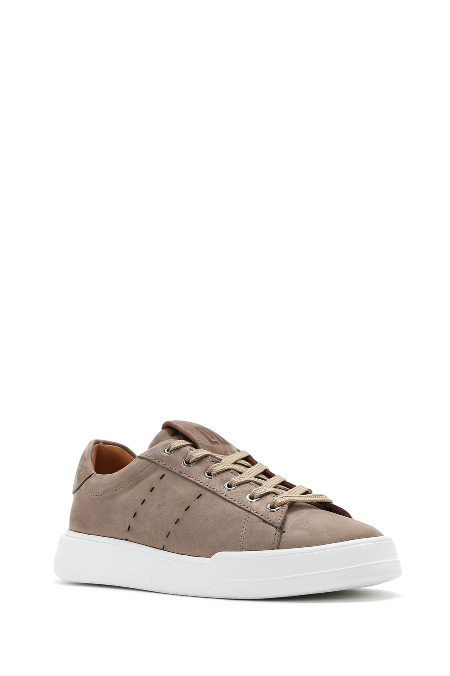 Erkek Vizon Bağcıklı Nubuk Deri Sneaker