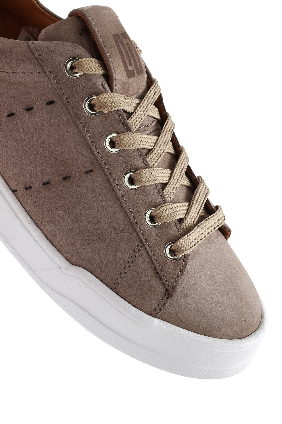 Erkek Vizon Bağcıklı Nubuk Deri Sneaker