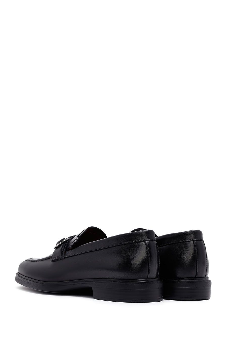 Men's Black Buckle Leather Loafer