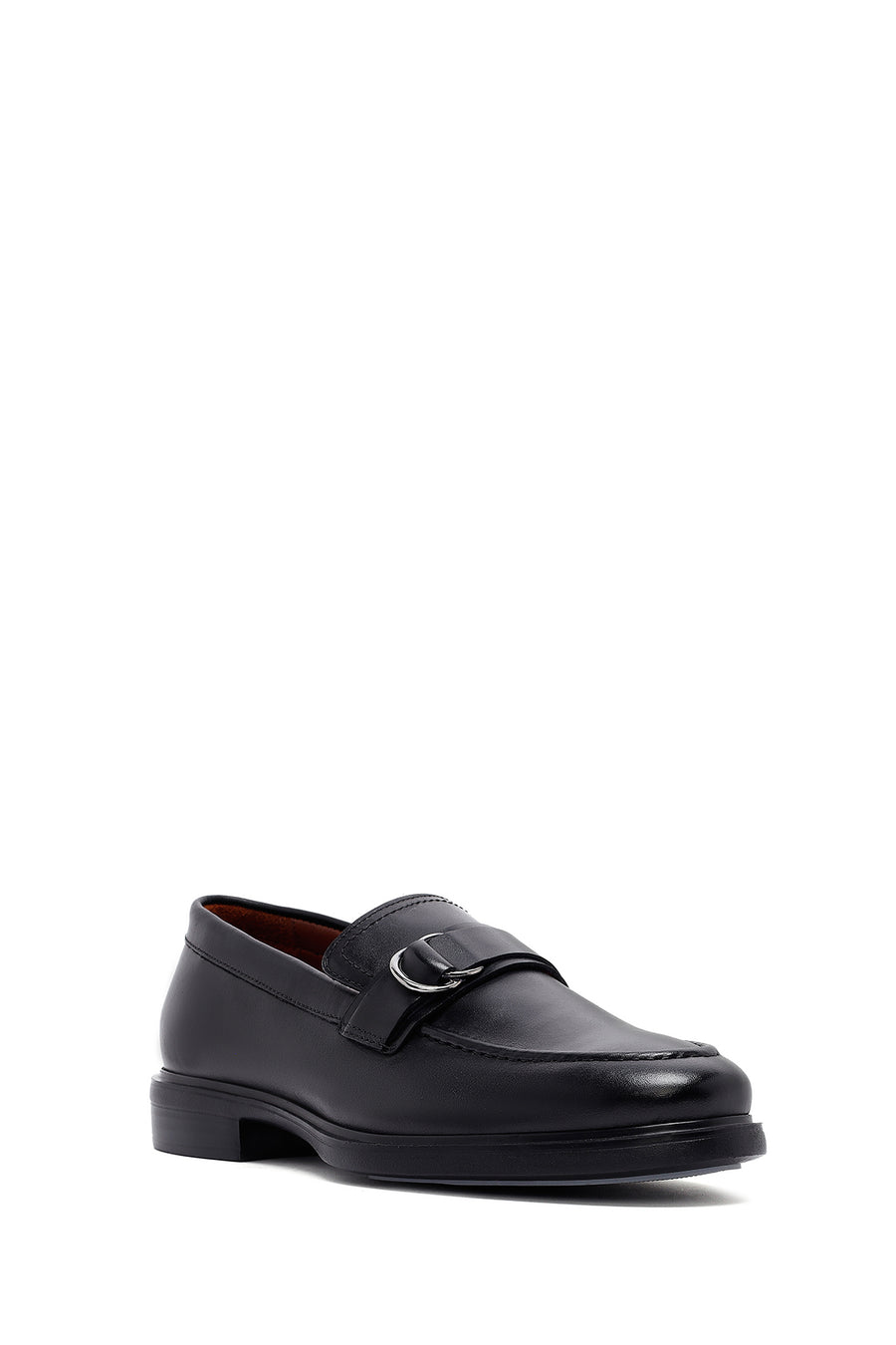 Men's Black Buckle Leather Loafer