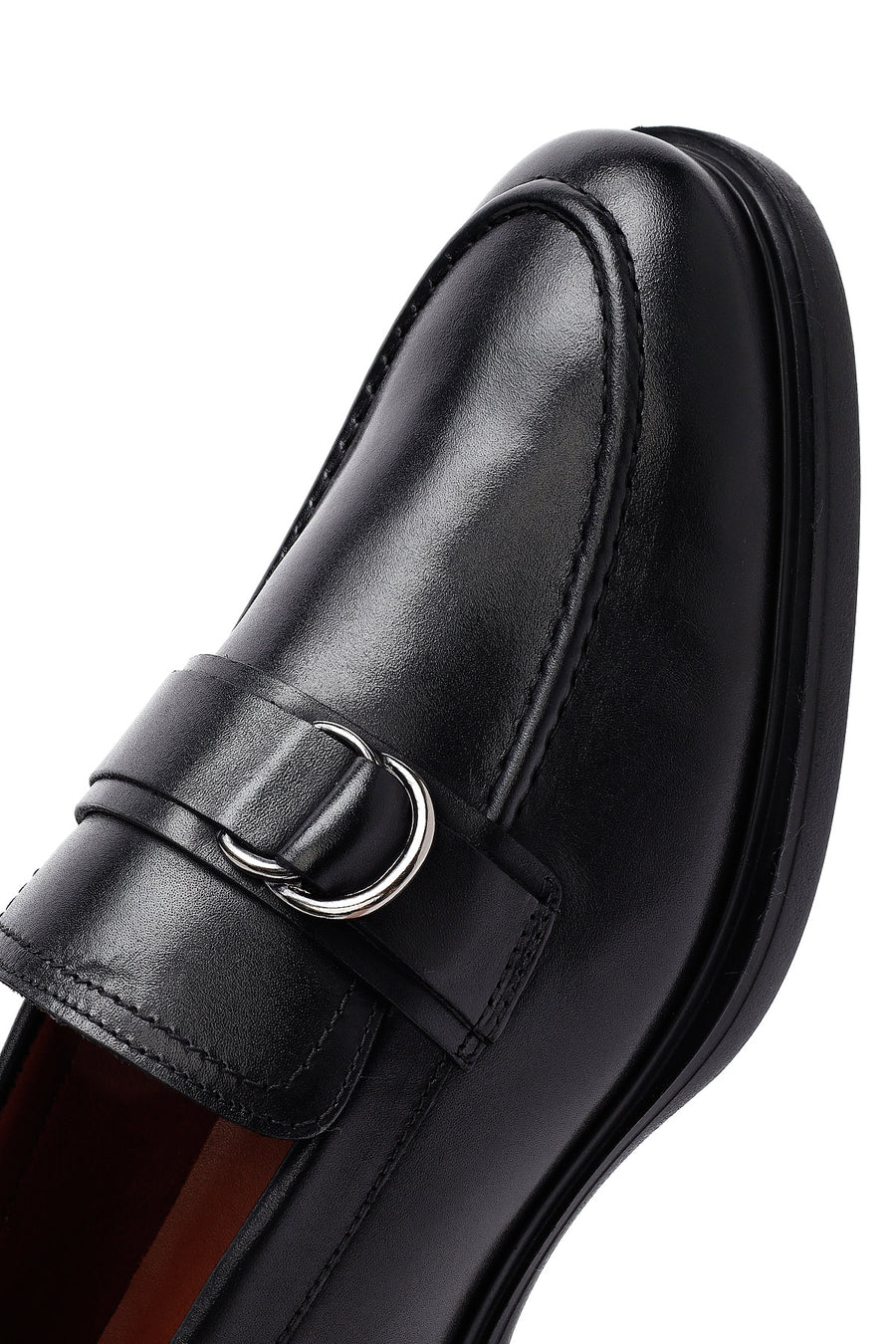 Men's Black Buckle Leather Loafer