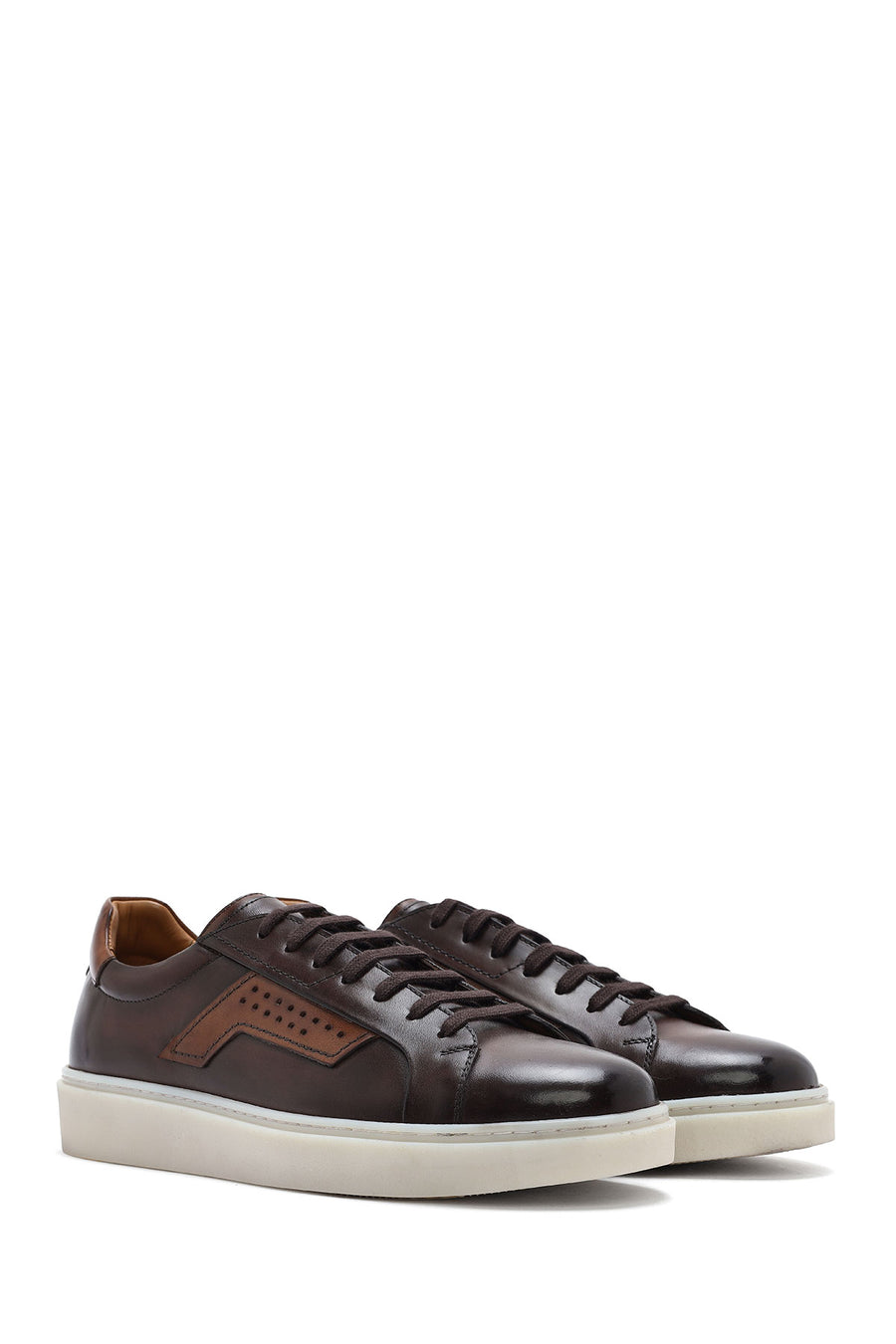 Men's Brown Lace-Up Leather Sneaker