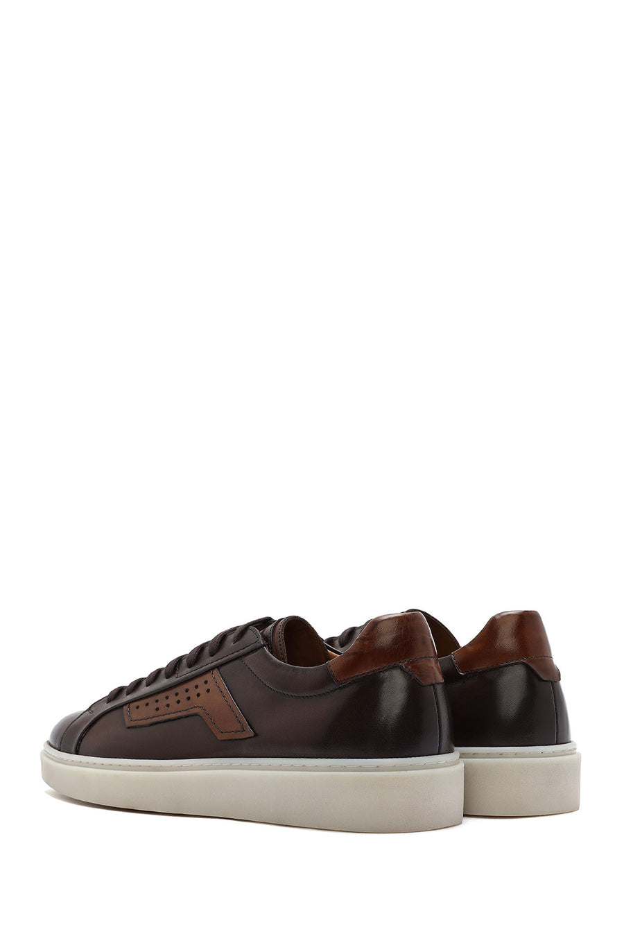 Men's Brown Lace-Up Leather Sneaker
