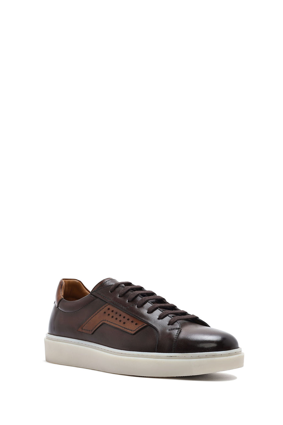 Men's Brown Lace-Up Leather Sneaker