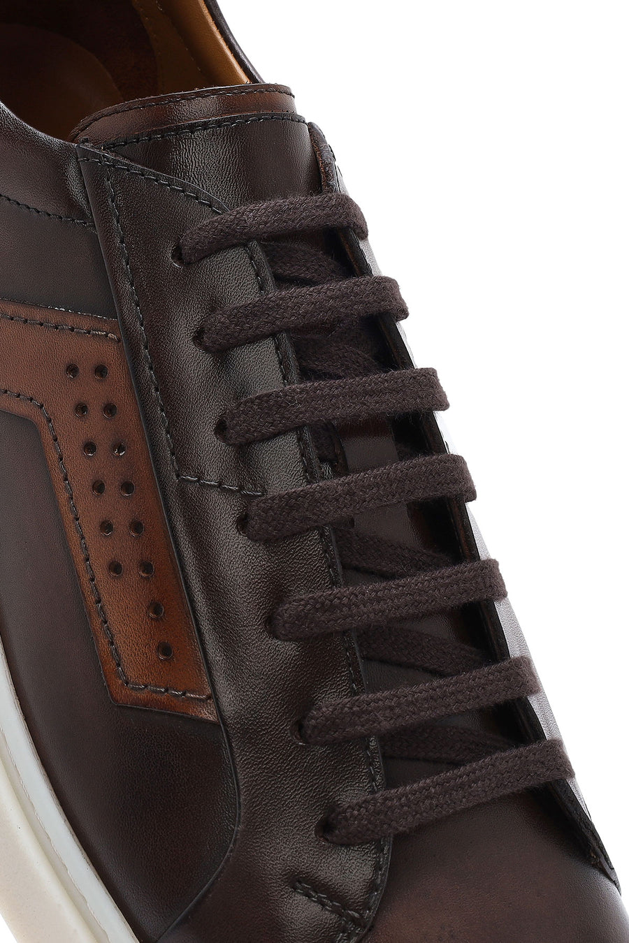 Men's Brown Lace-Up Leather Sneaker
