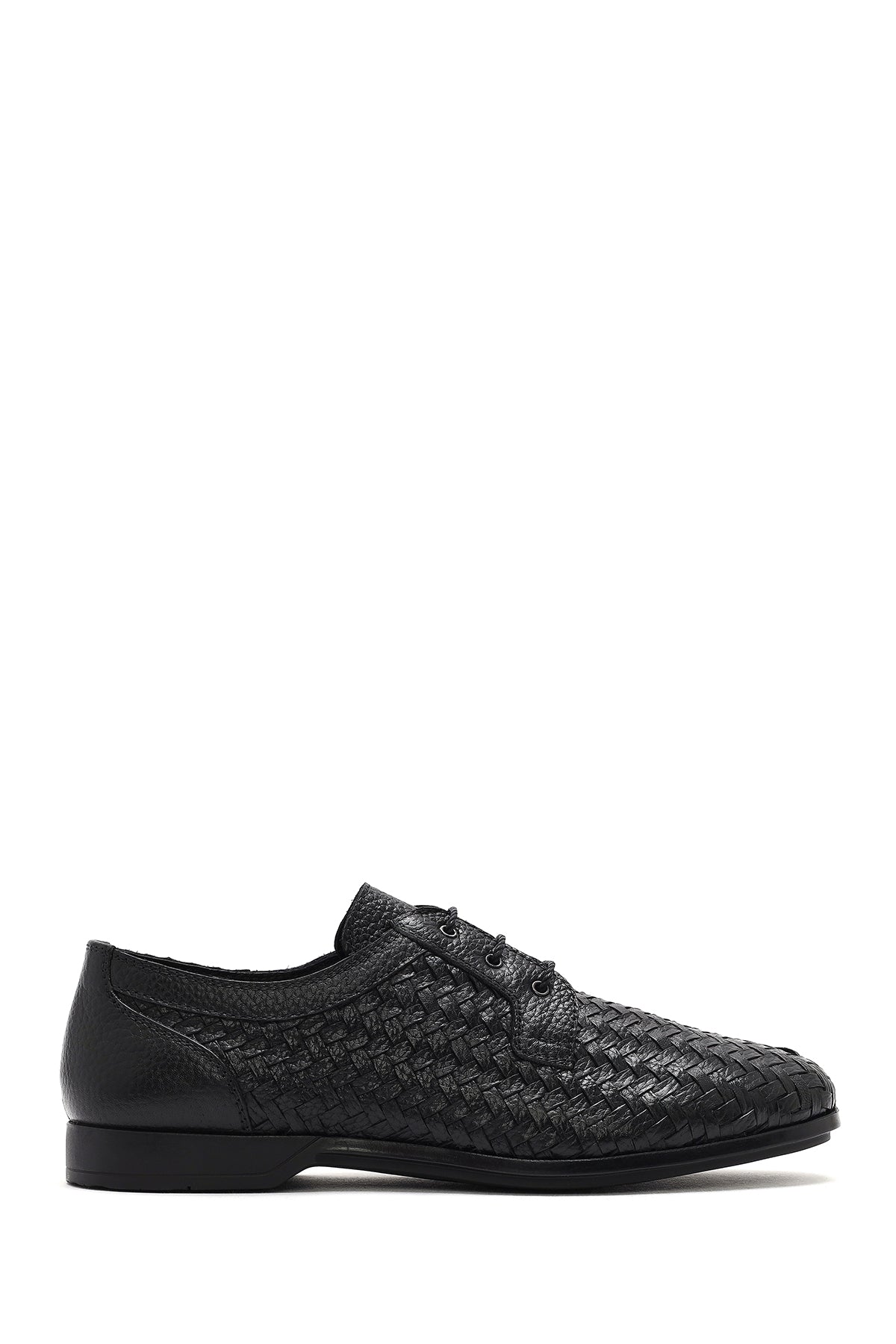 Men's Black Braided Lace-Up Leather Casual Shoes 25SFD740829 | Derimod