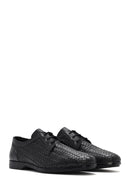 Men's Black Braided Lace-Up Leather Casual Shoes | Derimod