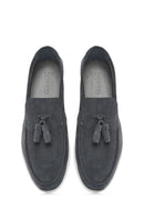 Erkek Gri Püsküllü Süet Deri Casual Loafer | Derimod