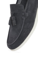 Erkek Gri Püsküllü Süet Deri Casual Loafer | Derimod