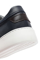 Erkek Lacivert Bağcıklı Deri Sneaker | Derimod