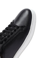 Erkek Siyah Bağcıklı Deri Sneaker | Derimod
