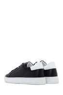 Erkek Siyah Bağcıklı Deri Sneaker | Derimod