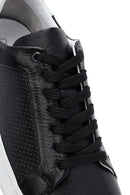 Erkek Siyah Bağcıklı Deri Sneaker | Derimod