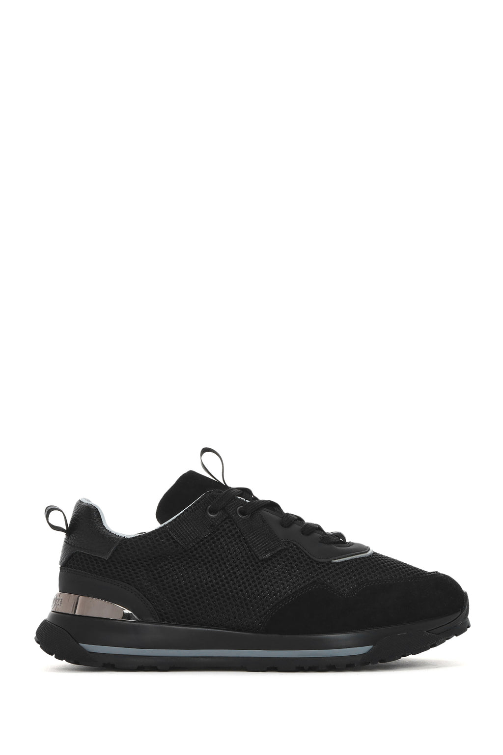 Erkek Siyah Bağcıklı Deri Sneaker