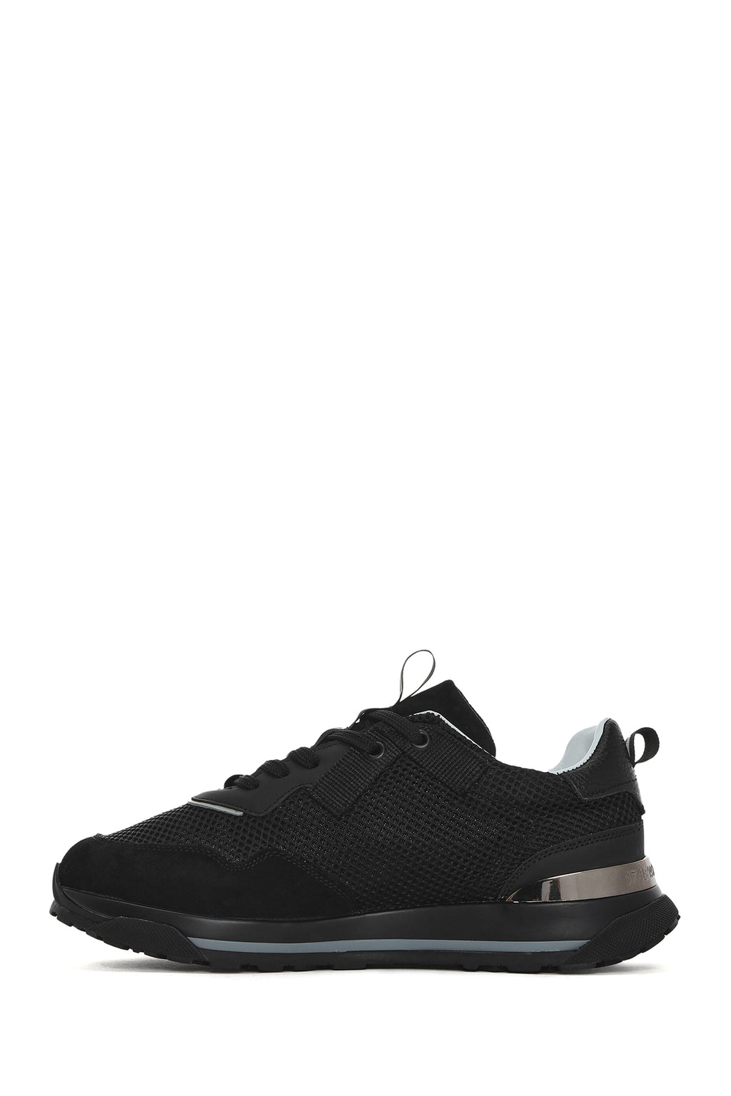 Erkek Siyah Bağcıklı Deri Sneaker