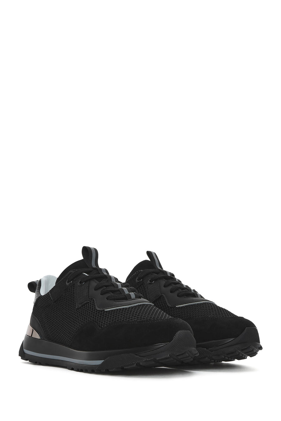 Men's Black Lace-up Leather Sneaker