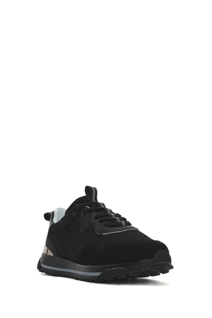 Men's Black Lace-up Leather Sneaker