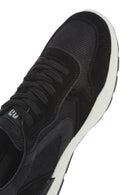 Erkek Siyah Bağcıklı Deri Sneaker | Derimod