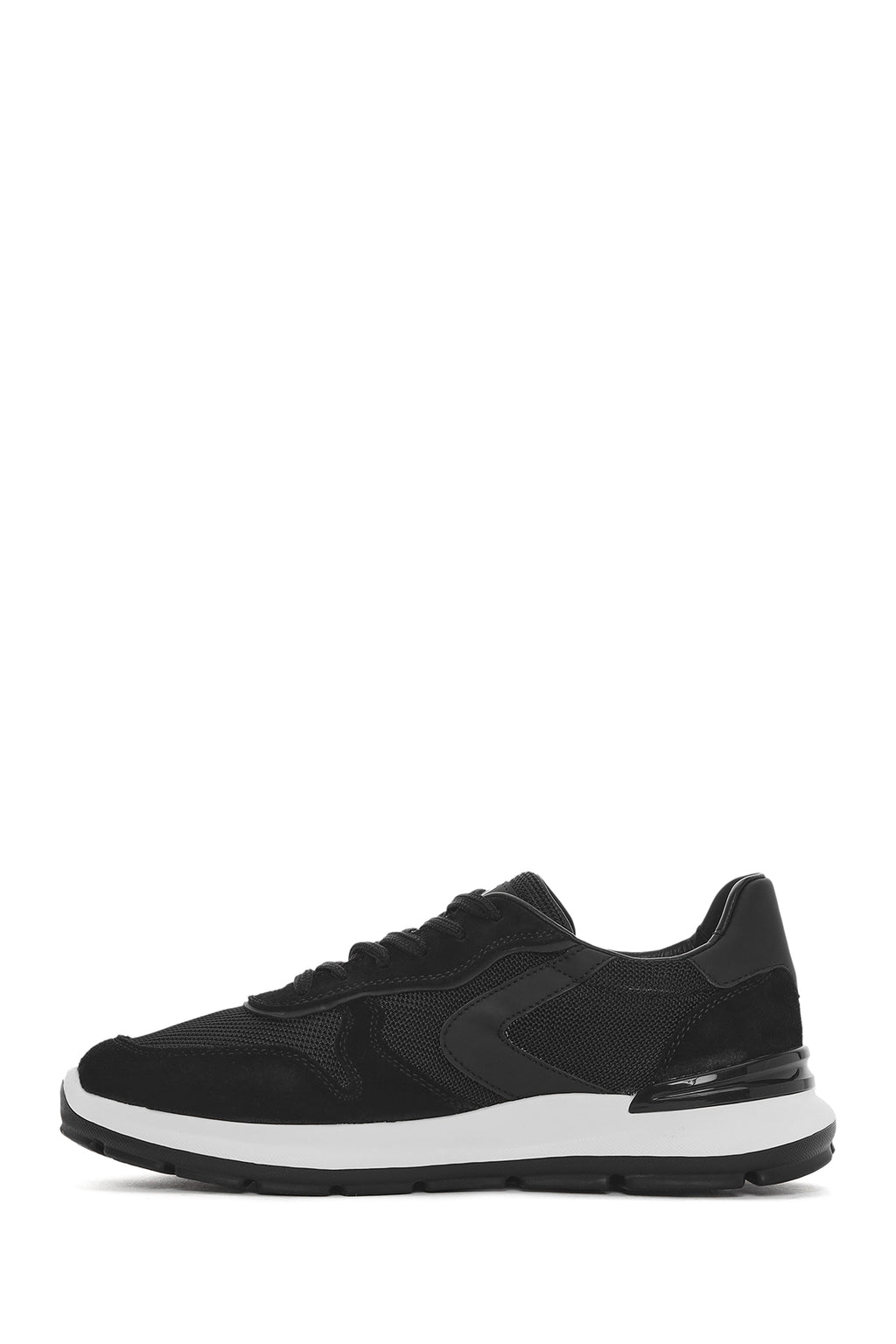 Erkek Siyah Bağcıklı Deri Sneaker