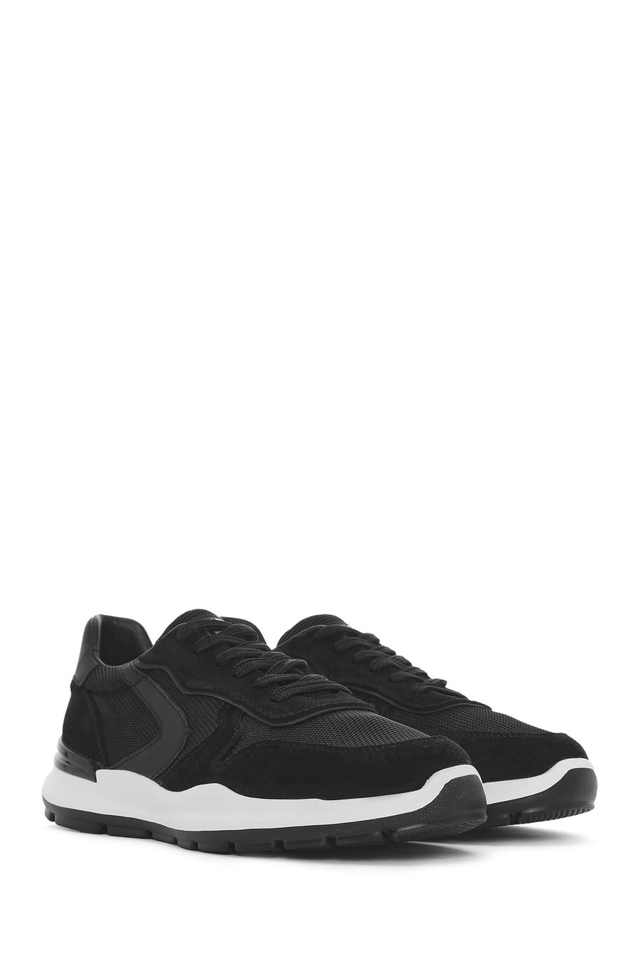 Men's Black Lace-up Leather Sneaker