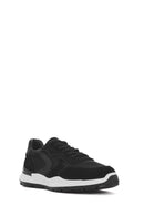 Erkek Siyah Bağcıklı Deri Sneaker | Derimod