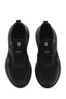 Erkek Siyah Bağcıklı Kalın Tabanlı Deri Casual Sneaker | Derimod