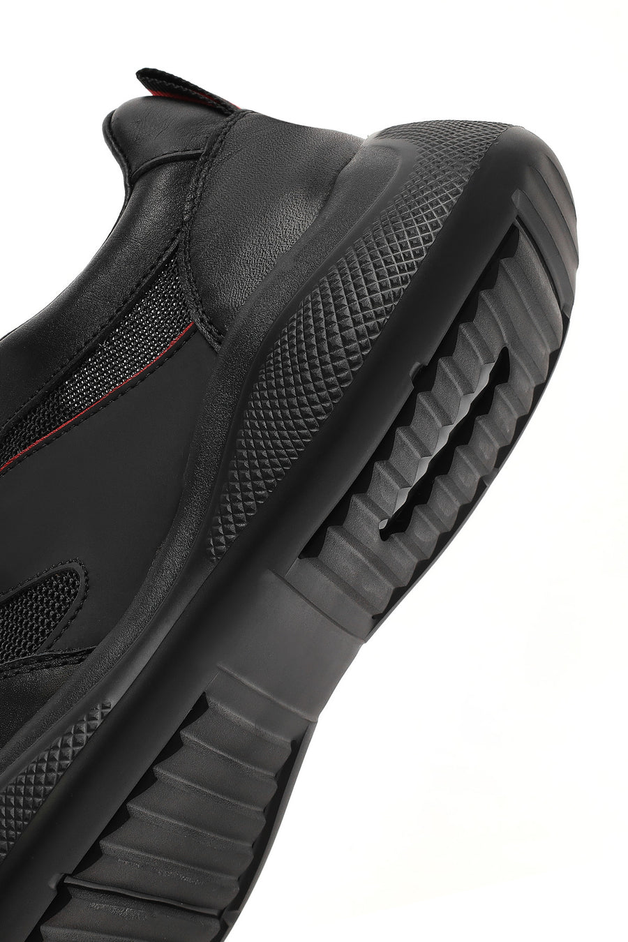 Erkek Siyah Bağcıklı Kalın Tabanlı Deri Casual Sneaker