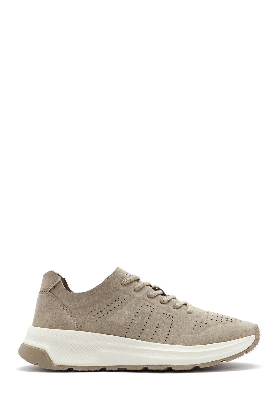 Erkek Bej Bağcıklı Nubuk Deri Sneaker 25SFD7600V3 | Derimod