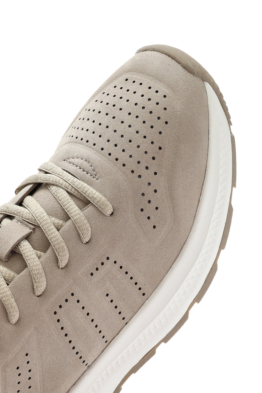 Erkek Bej Bağcıklı Nubuk Deri Sneaker