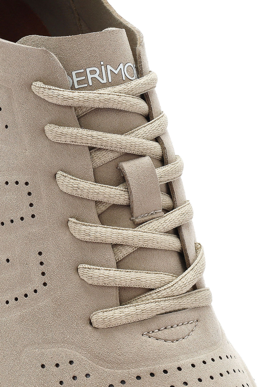 Erkek Bej Bağcıklı Nubuk Deri Sneaker