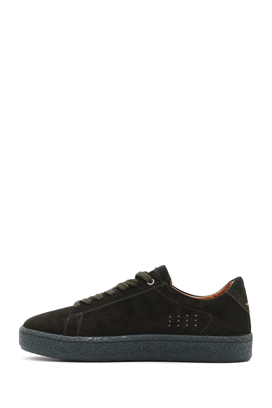 Men's Khaki Lace-Up Suede Leather Sneakers