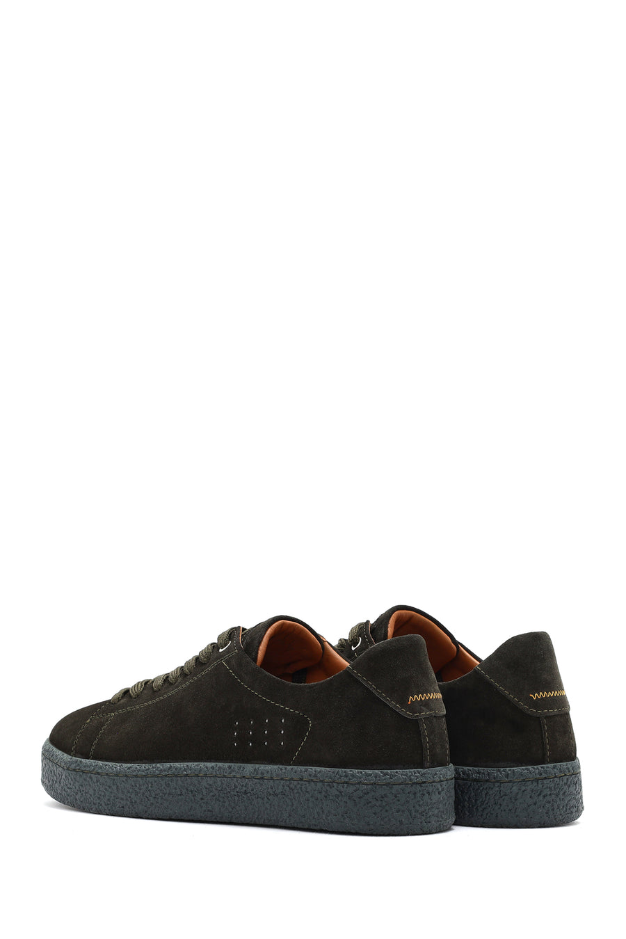 Men's Khaki Lace-Up Suede Leather Sneakers