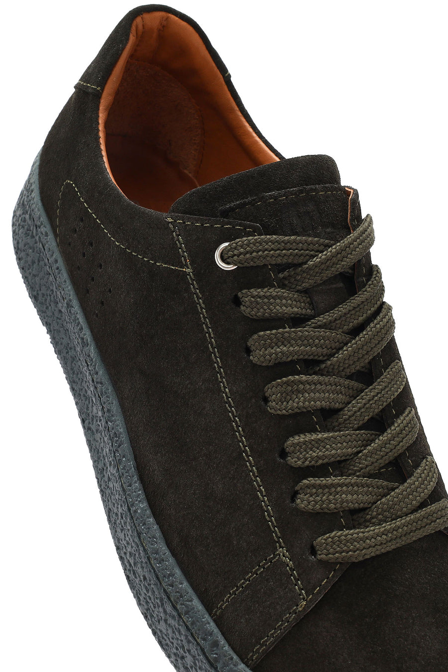 Men's Khaki Lace-Up Suede Leather Sneakers