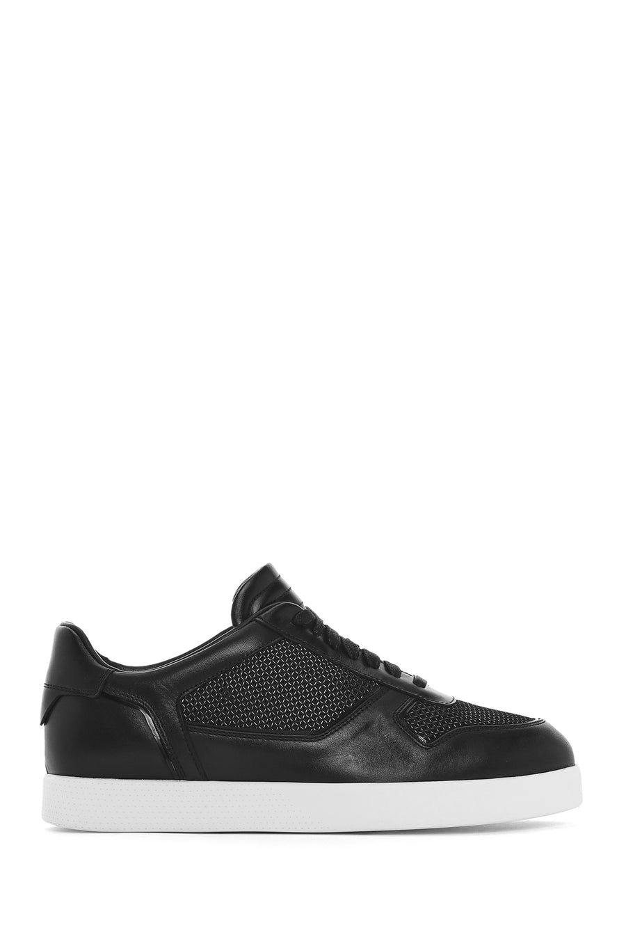 Erkek Siyah Bağcıklı Deri Sneaker 25SFD775014 | Derimod