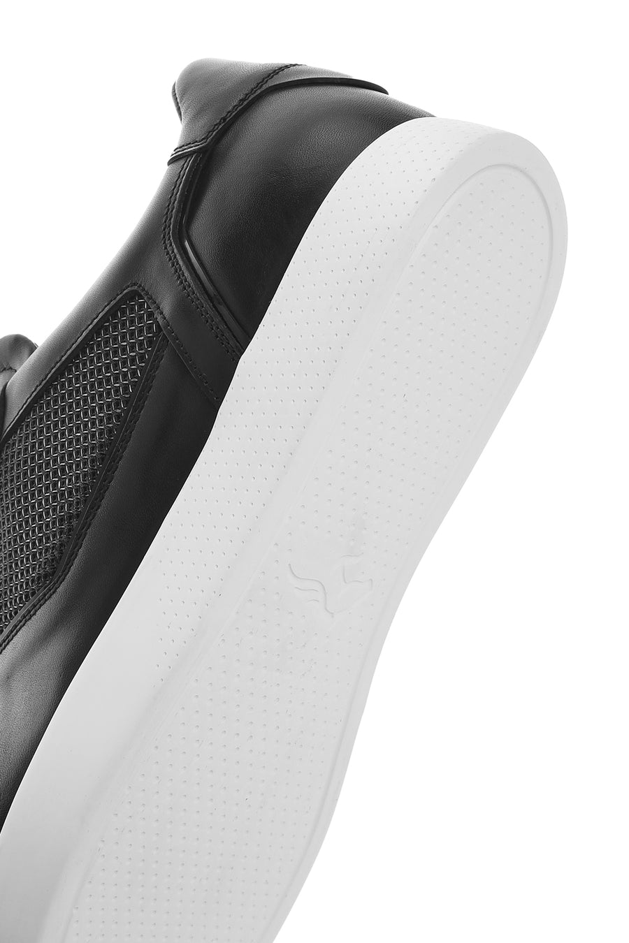 Erkek Siyah Bağcıklı Deri Sneaker