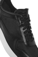 Erkek Siyah Bağcıklı Deri Sneaker | Derimod