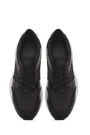 Men's Black Lace-up Thick-Sole Leather Sneaker | Derimod