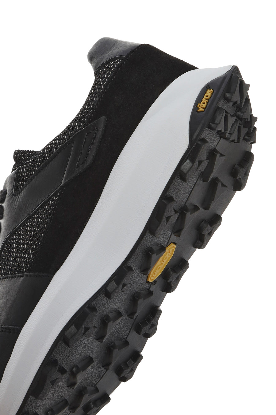 Men's Black Lace-up Thick-Sole Leather Sneaker